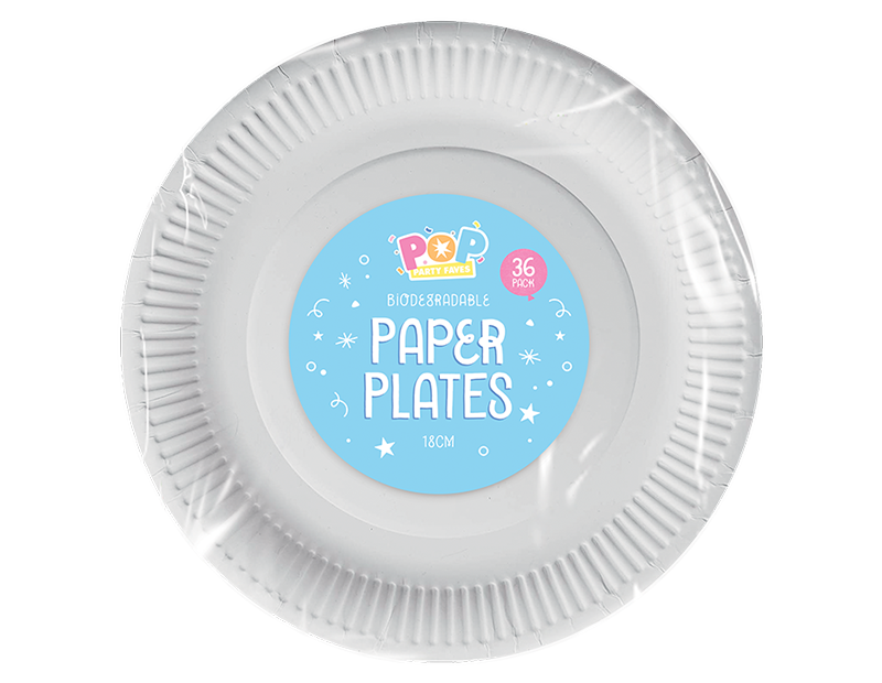 White paper plates 18cm 36pk